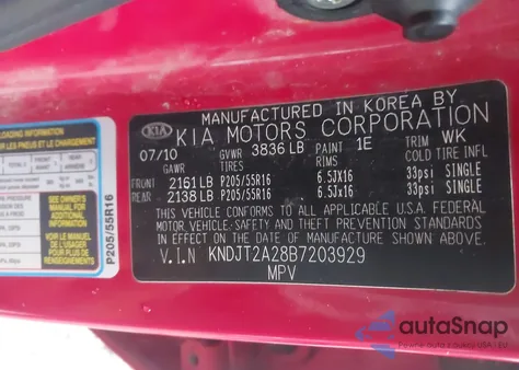 2011 Kia Soul + z USA, uszkodzony, nr VIN KNDJT2A28B7203929